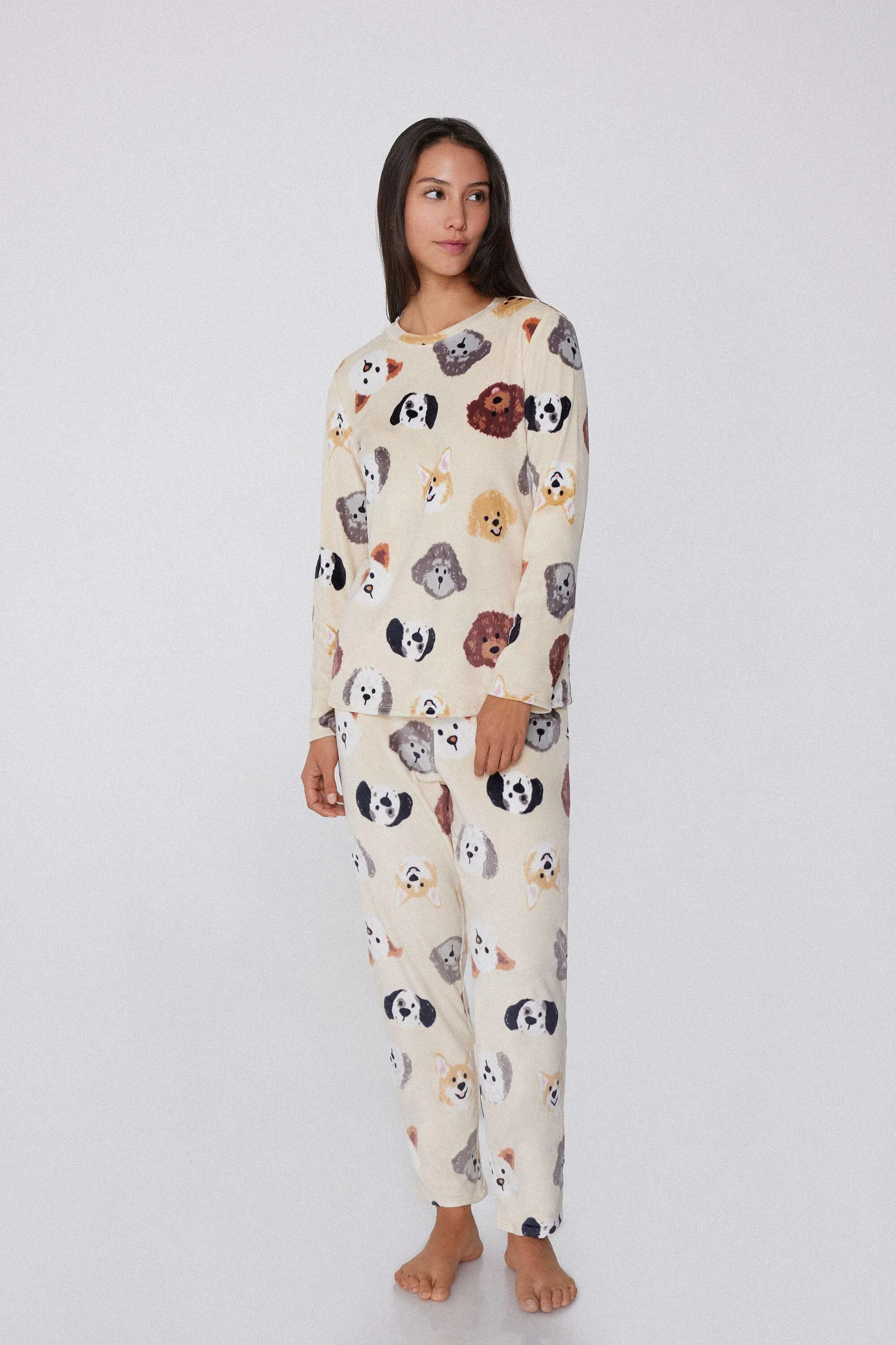 Pigiama Lungo Micropile Stampa Cani