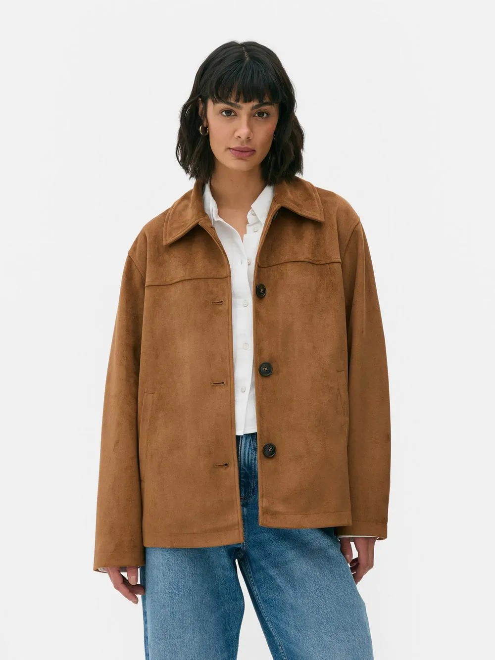 Cappotto in camoscio sintetico con colletto