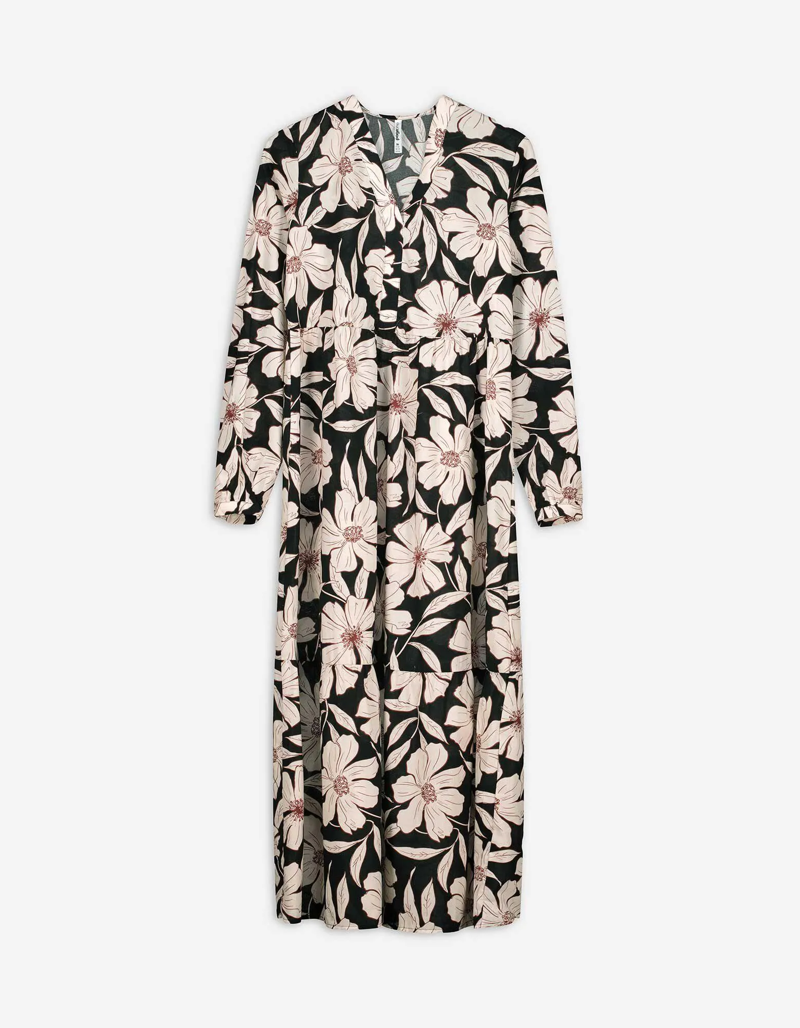 Abito svasato - Fantasia floreale - nero