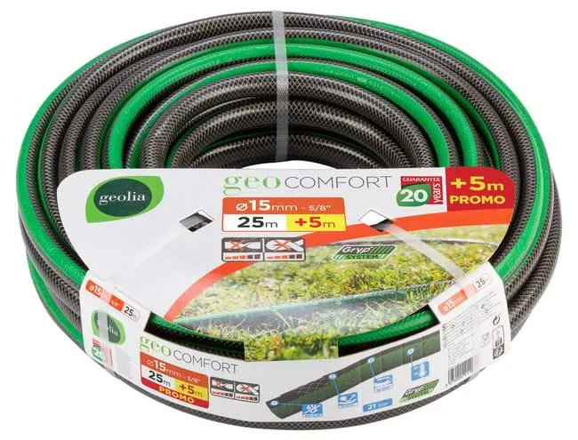 Tubo di irrigazione rigido GEOLIA L 30 m x Ø 15 mm nero e verde