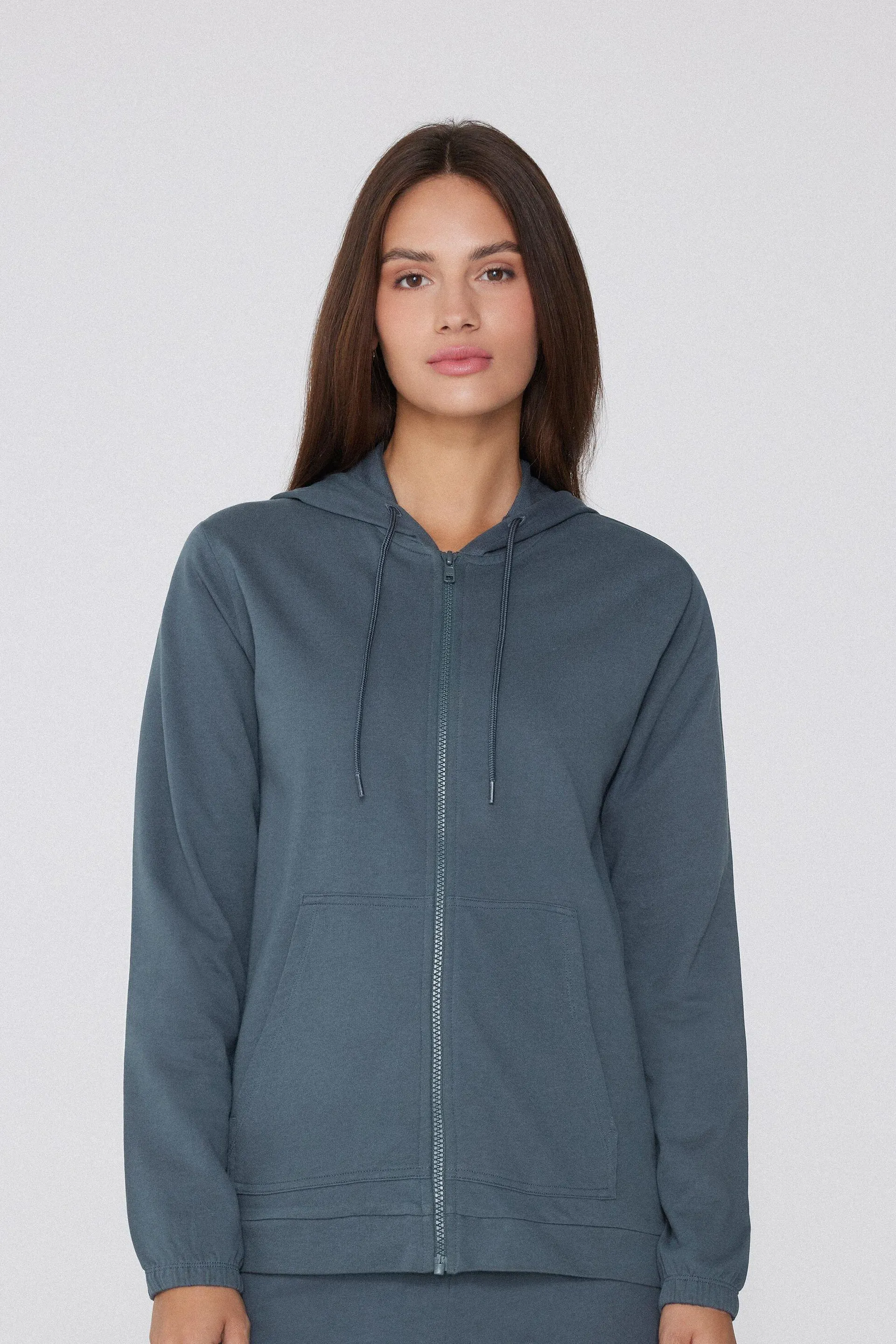 Felpa Leggera Cappuccio con Zip e Coulisse