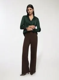 Camicia ampia effetto raso Verde bosco