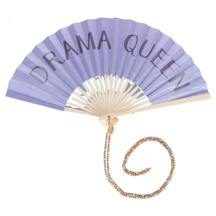 Ventaglio Drama Queen lilla, manico in bambù, Tinte uniche