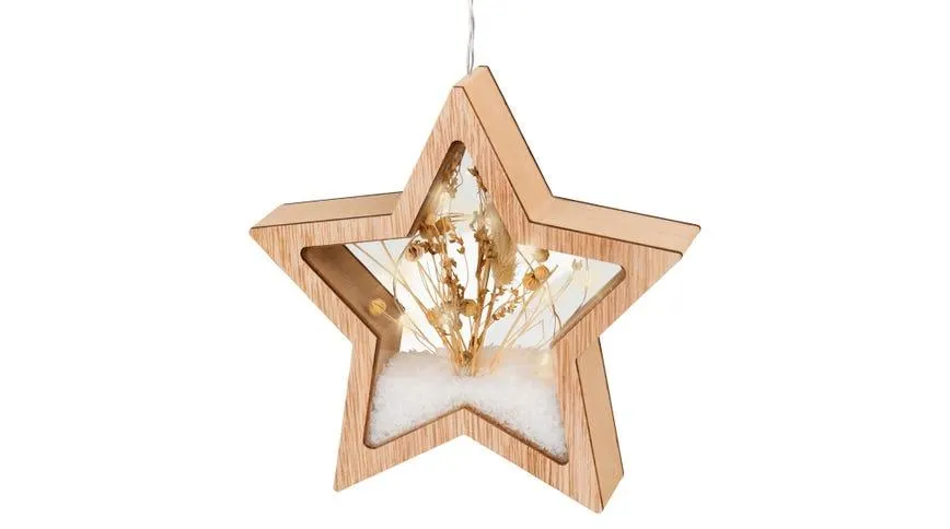 Stella decorazione natalizia LED in legno H18 cm