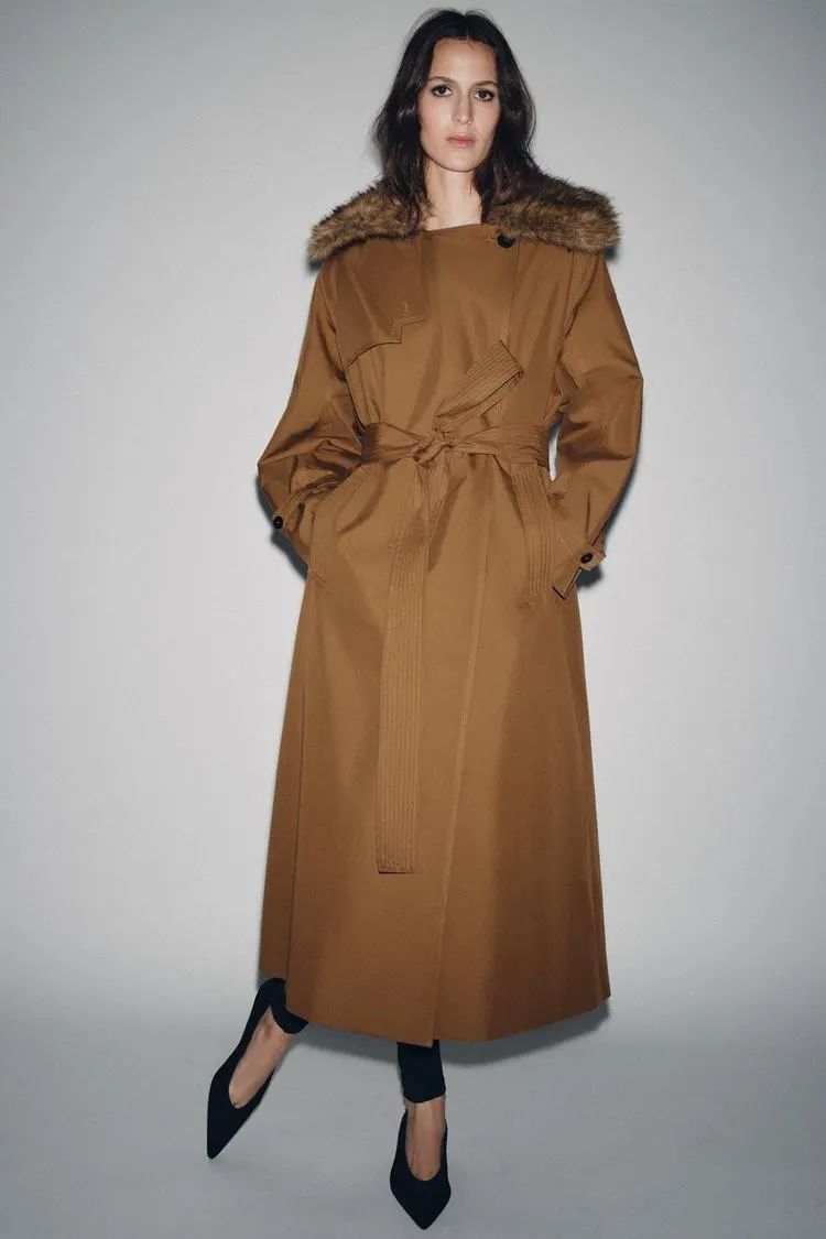 TRENCH OVERSIZE COLLO IN PELLICCIA SINTETICA ZW COLLECTION LIMITED EDITION