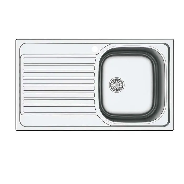 Blake Lavello 1 vasca con gocciolatoio, in acciaio satinato, 86x50 cm, sx