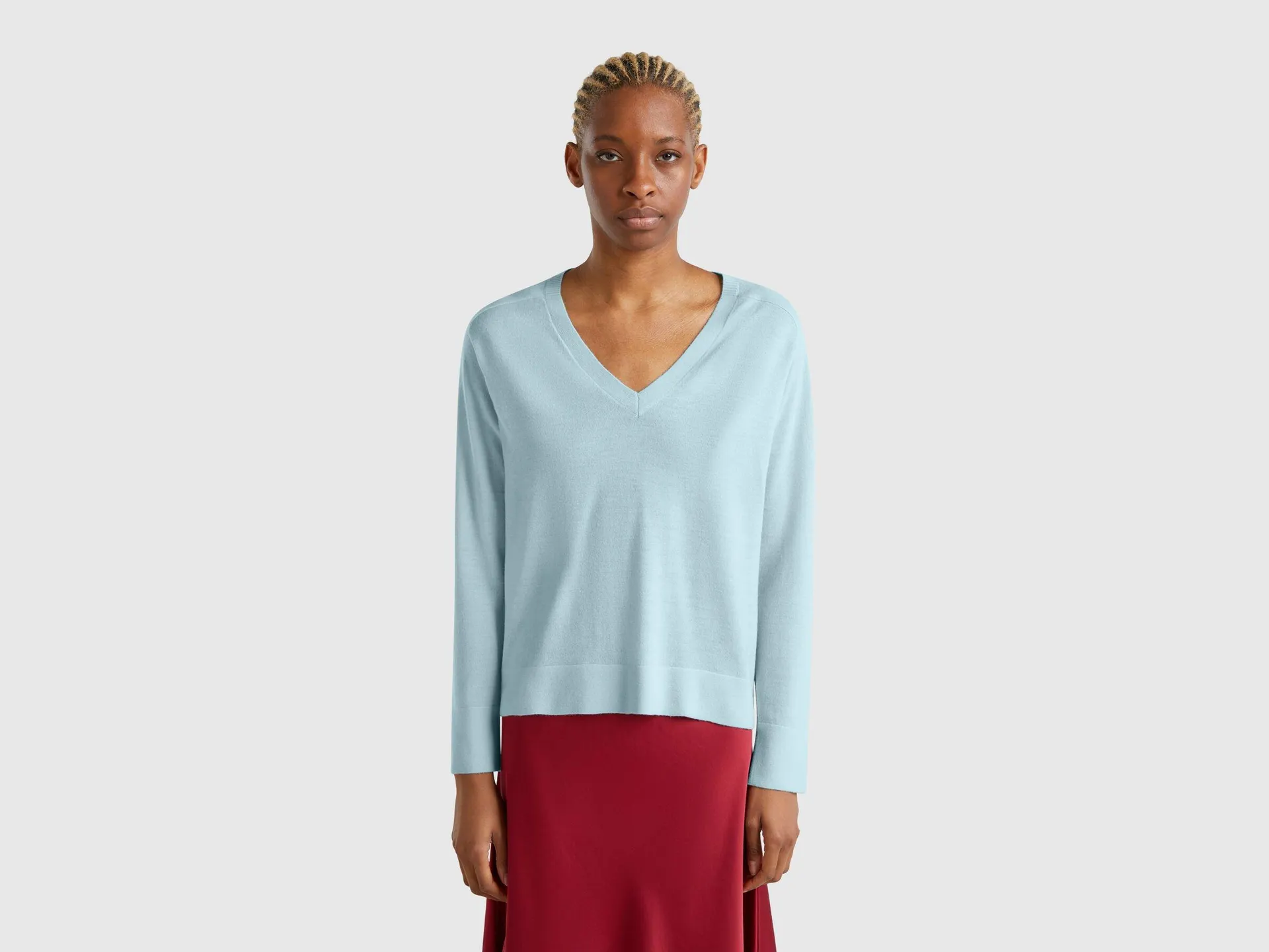 Maglia con scollo a V in pura lana Merino