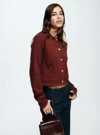 Cardigan con bottoni decorativi Bordeaux