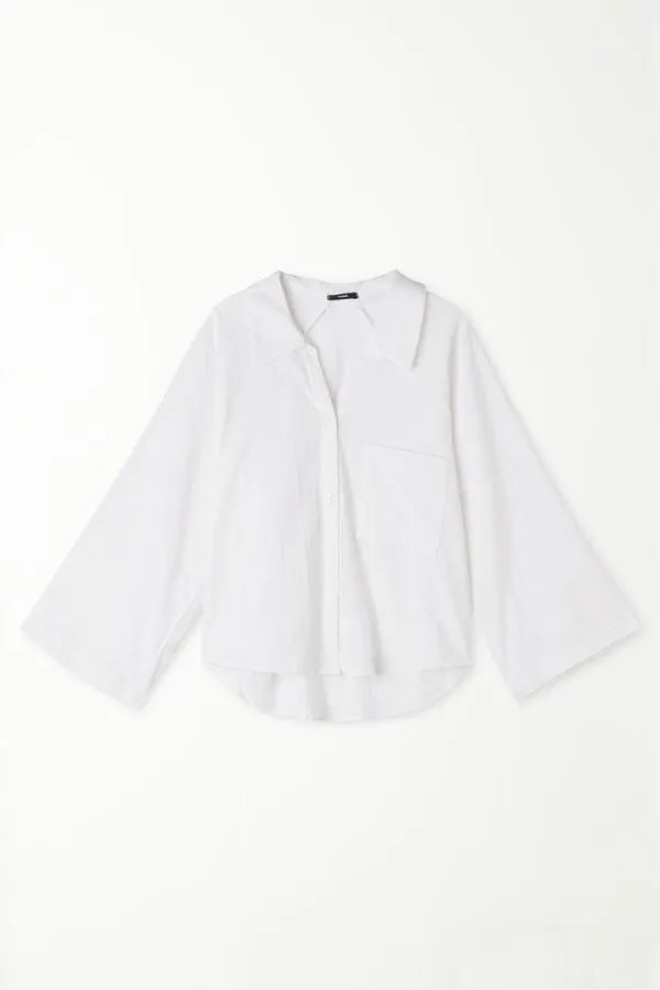 Camicia Corta Manica 3/4 Ampia in 100% Cotone Super Leggero