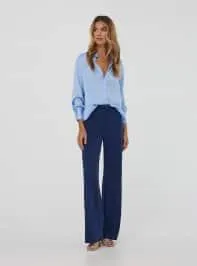 Pantaloni tinta unita wide leg Blu scuro