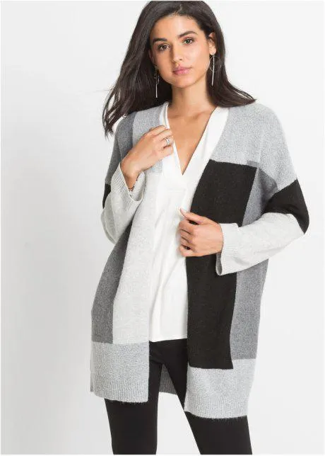 Cardigan lungo color block