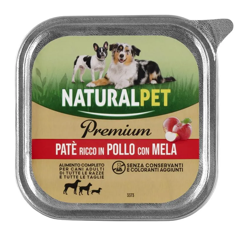 Naturalpet Premium Dog Adult All breeds paté ricco in pollo con mela 150gr