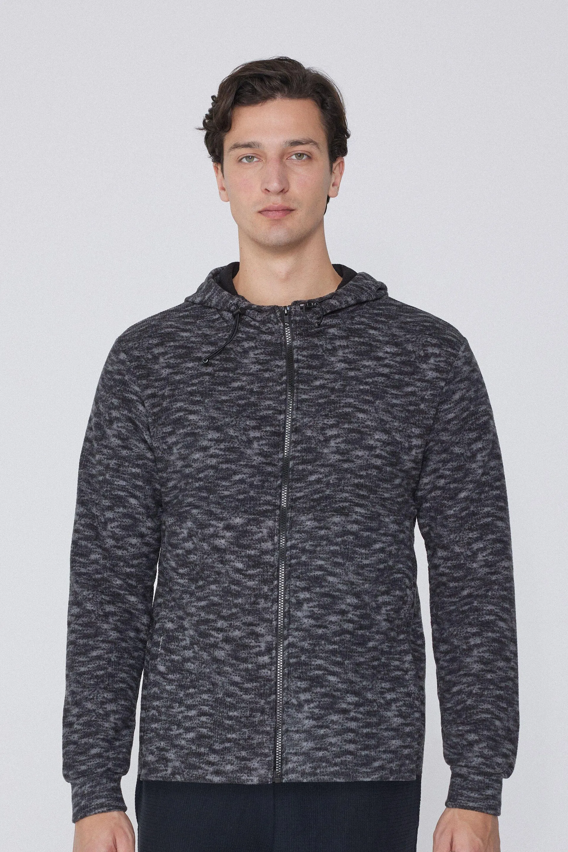 Felpa con Zip e Cappuccio Effetto 3D