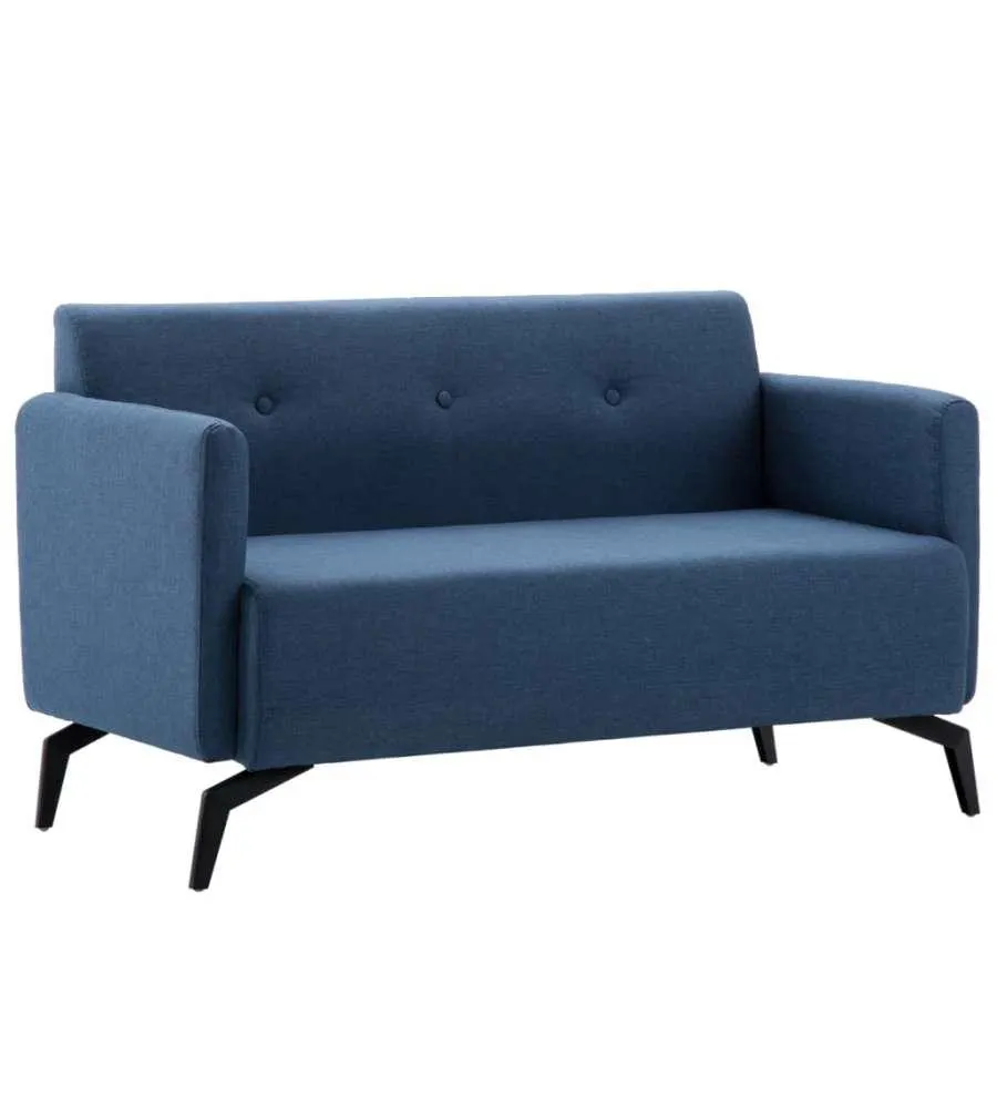 Divano a 2 Posti Rivestito in Stoffa 115x60x67 Blu