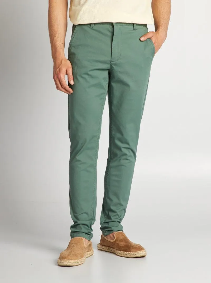 Pantaloni chino skinny stretch - L32 - VERDE