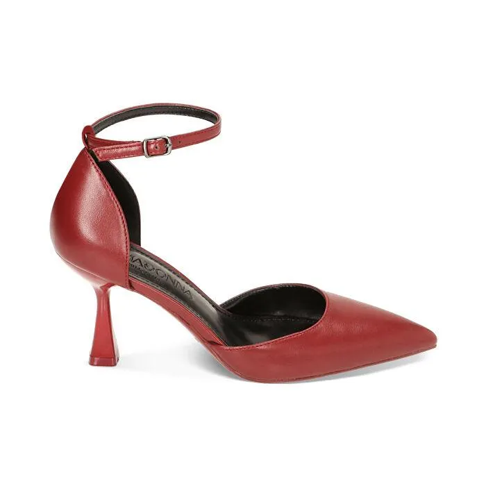 Décolleté cinturino bordeaux, tacco 8 cm