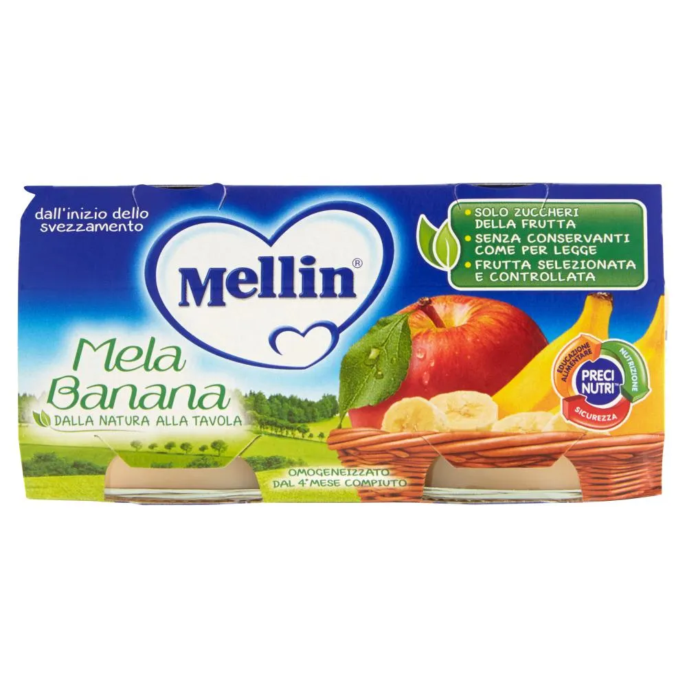 Mellin Mela Banana 100% Naturale Omogeneizzato 2 x 100 g