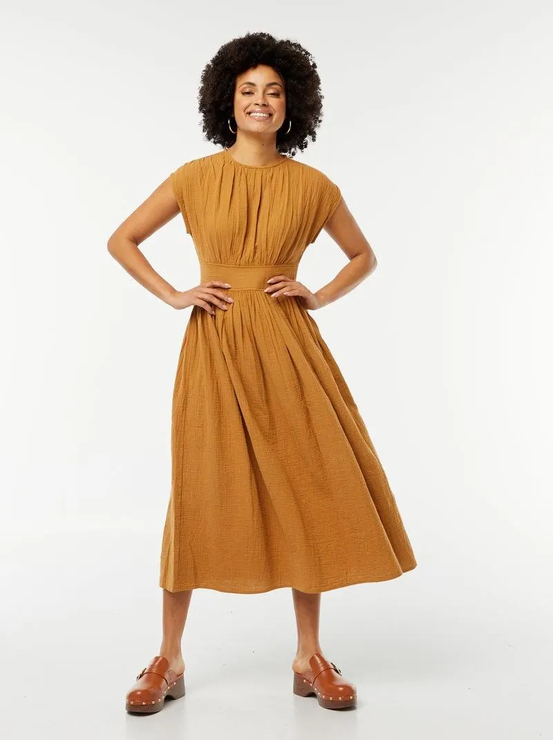 Vestito lungo senza maniche - Marrone