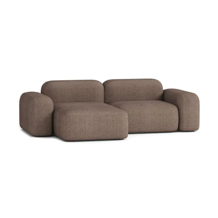 Divano componibile angolare a 3 posti in tessuto marrone