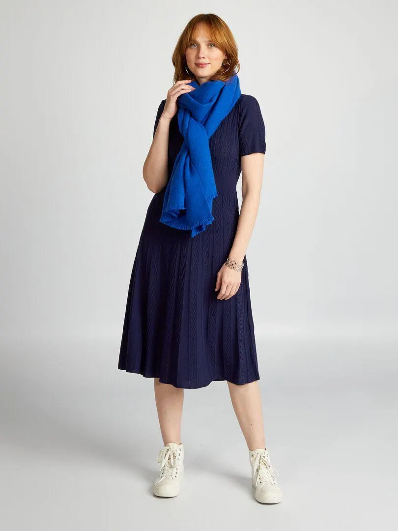 Maxi pull con motivo spigato - BLU