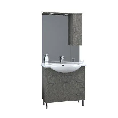 Composizione bagno a terra 85 cm grigio larice