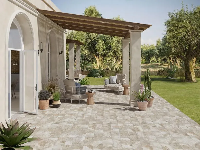 Piastrella Brazil White 2a Scelta 20,5X41,5 Gres per Esterni Effetto Pietra Beige