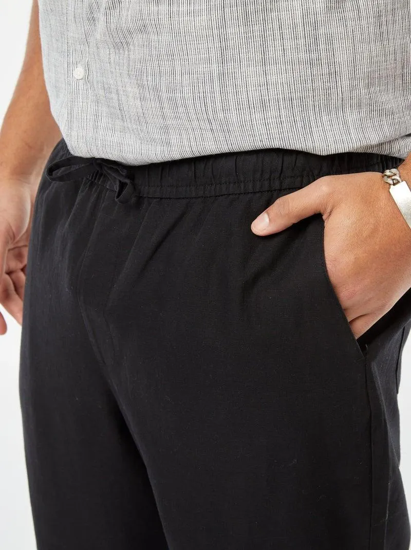 Pantaloni larghi in misto lino - nero