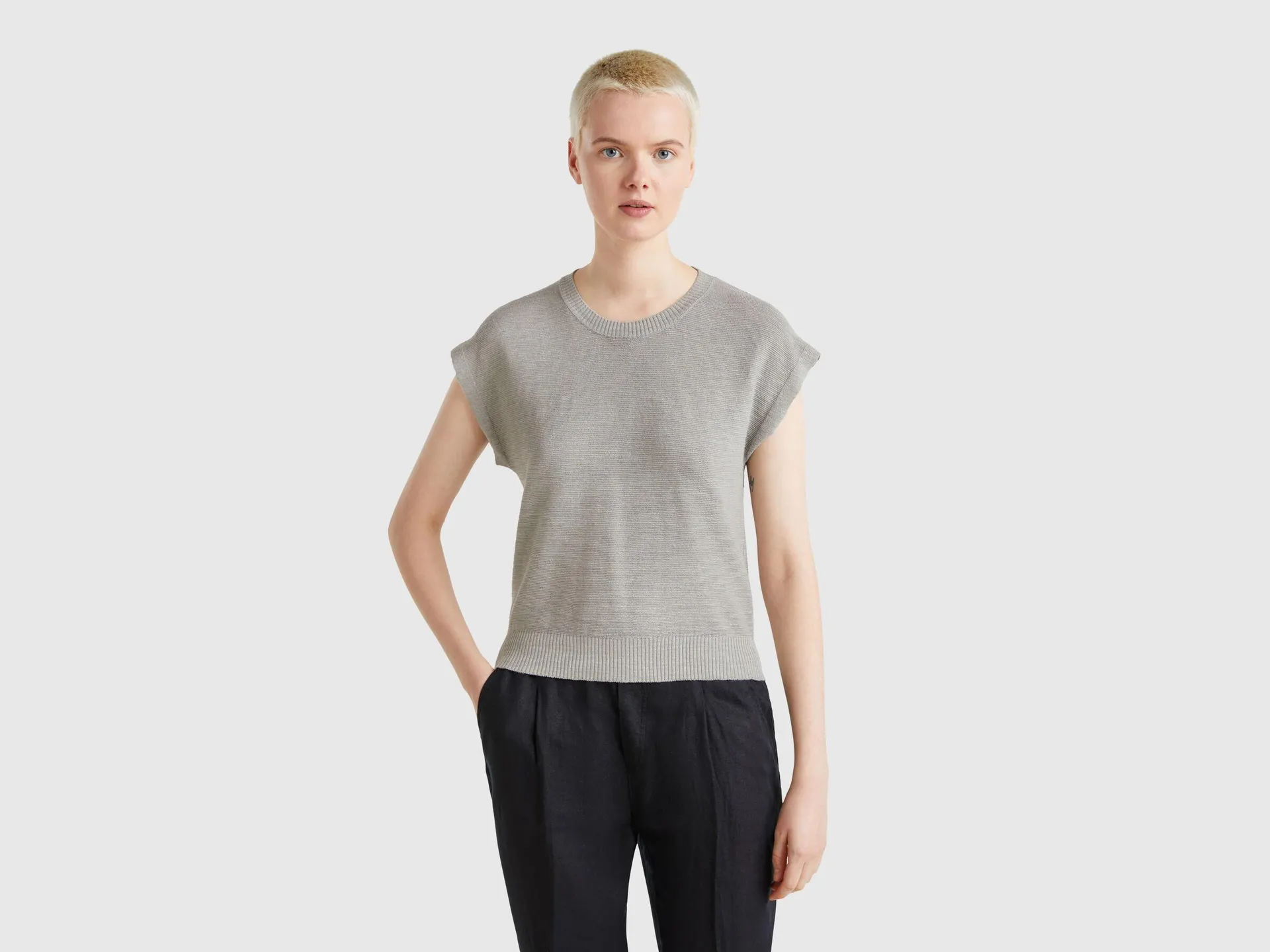 Gilet in misto cotone e lino