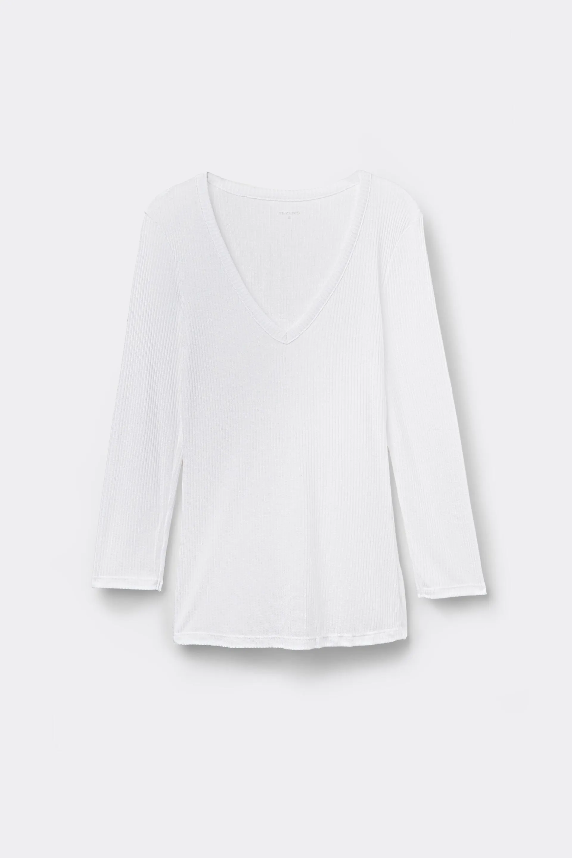 Maglia Manica 3/4 Scollo V in Viscosa a Costine