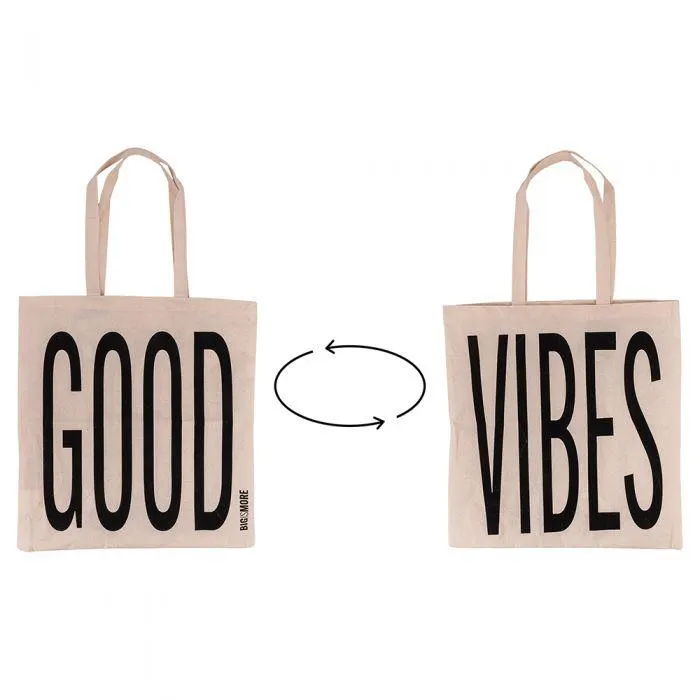 Shopping bag Good Vibes, in cotone, 40x42,5 cm, Bigismore