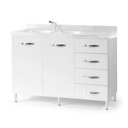Base sottolavello cucina con cassettiera L 120 bianco frassinato destro