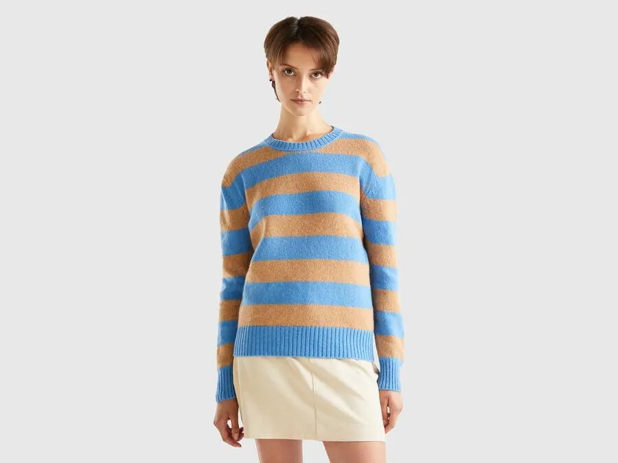 Maglia a righe in pura lana Shetland