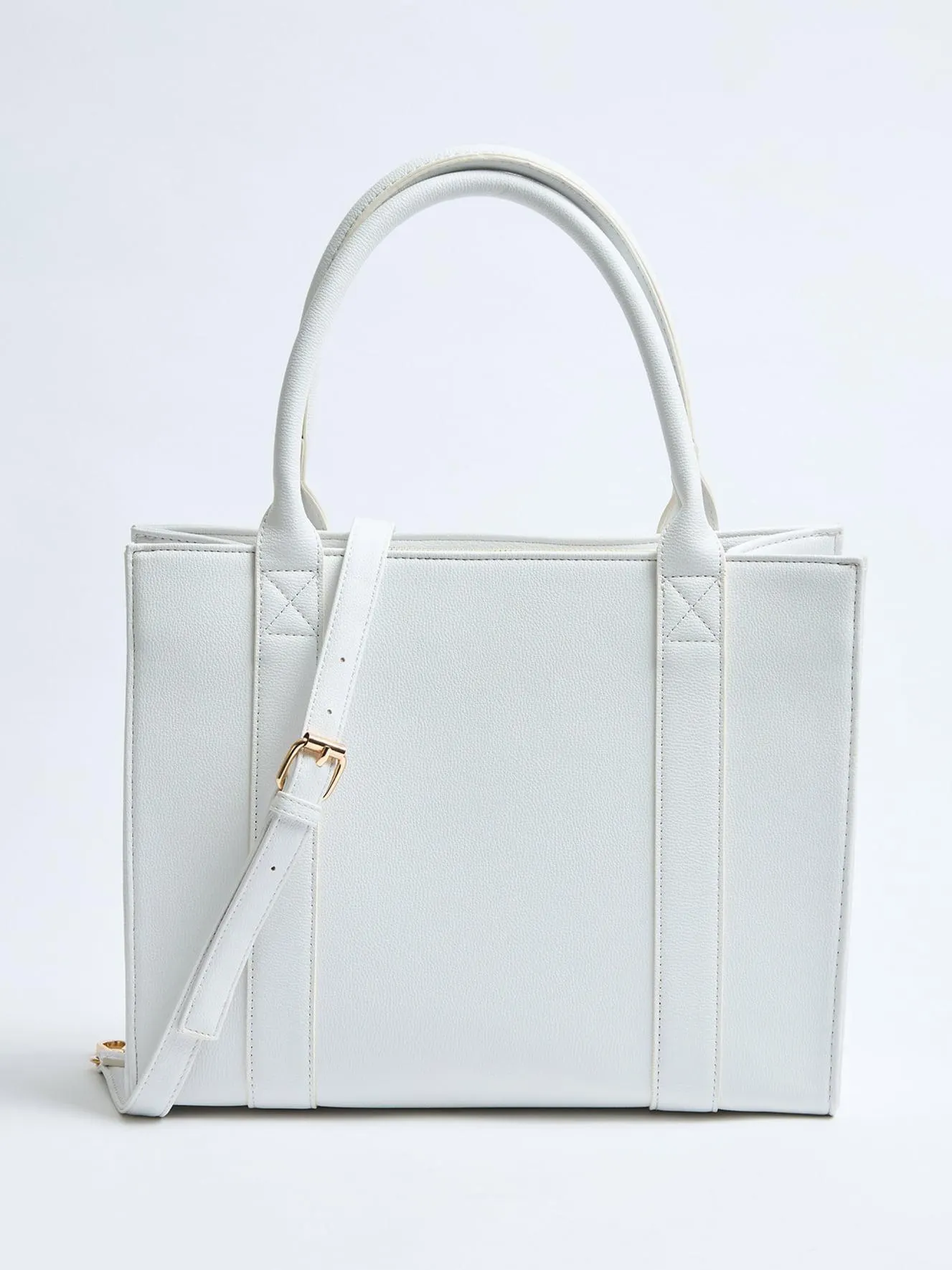 Borsa shopper in similpelle Bianco ottico