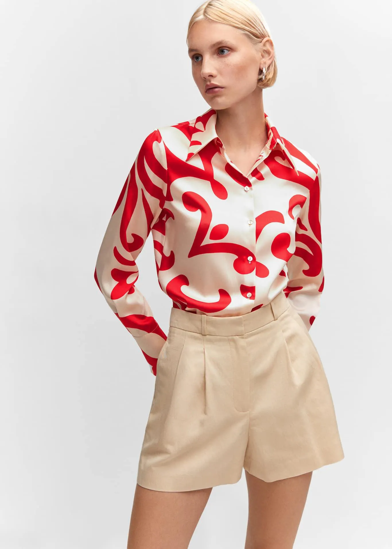 Camicia satinata stampata