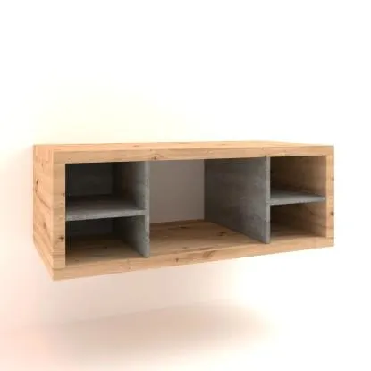 Mobile bagno base lavabo sospeso 110 cm rovere nodato/cemento vani a giorno