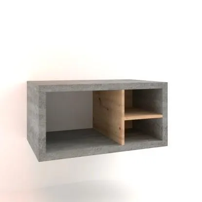 Mobile bagno base lavabo sospeso 80 cm cemento/rovere con vano a giorno