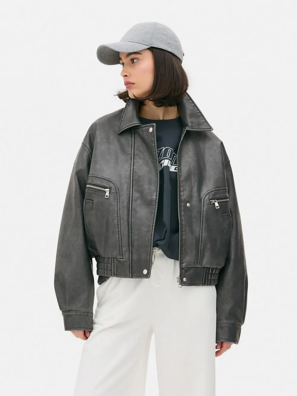 Bomber in pelle sintetica