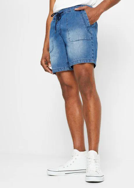 Shorts di jeans con elastico in vita, loose fit