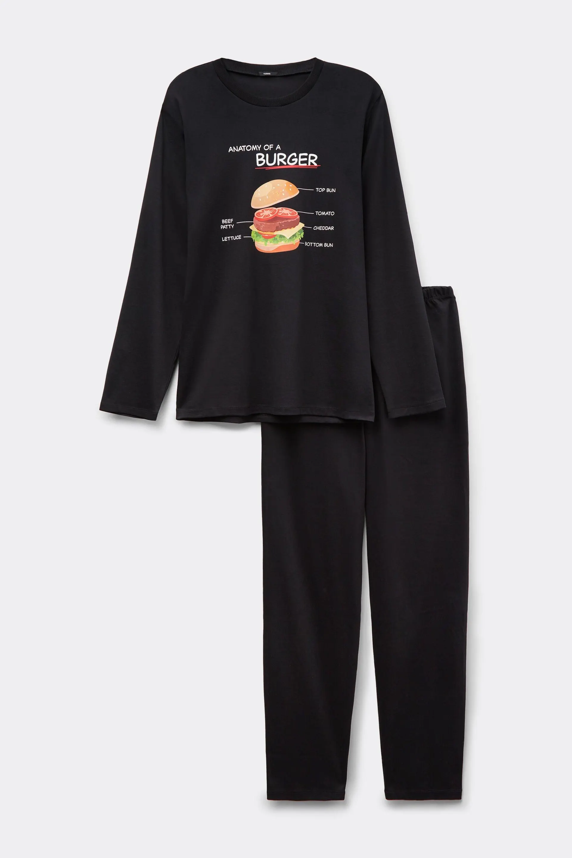 Pigiama Lungo Cotone Stampa Burger