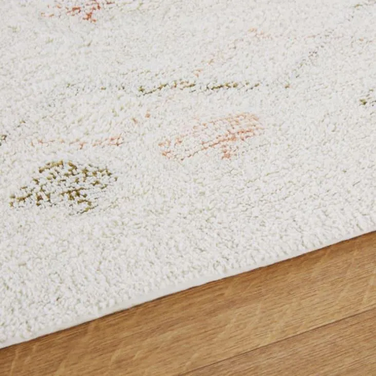 Tapis in cotone riciclato écru con motivi a rombi multicolore 140x200 cm