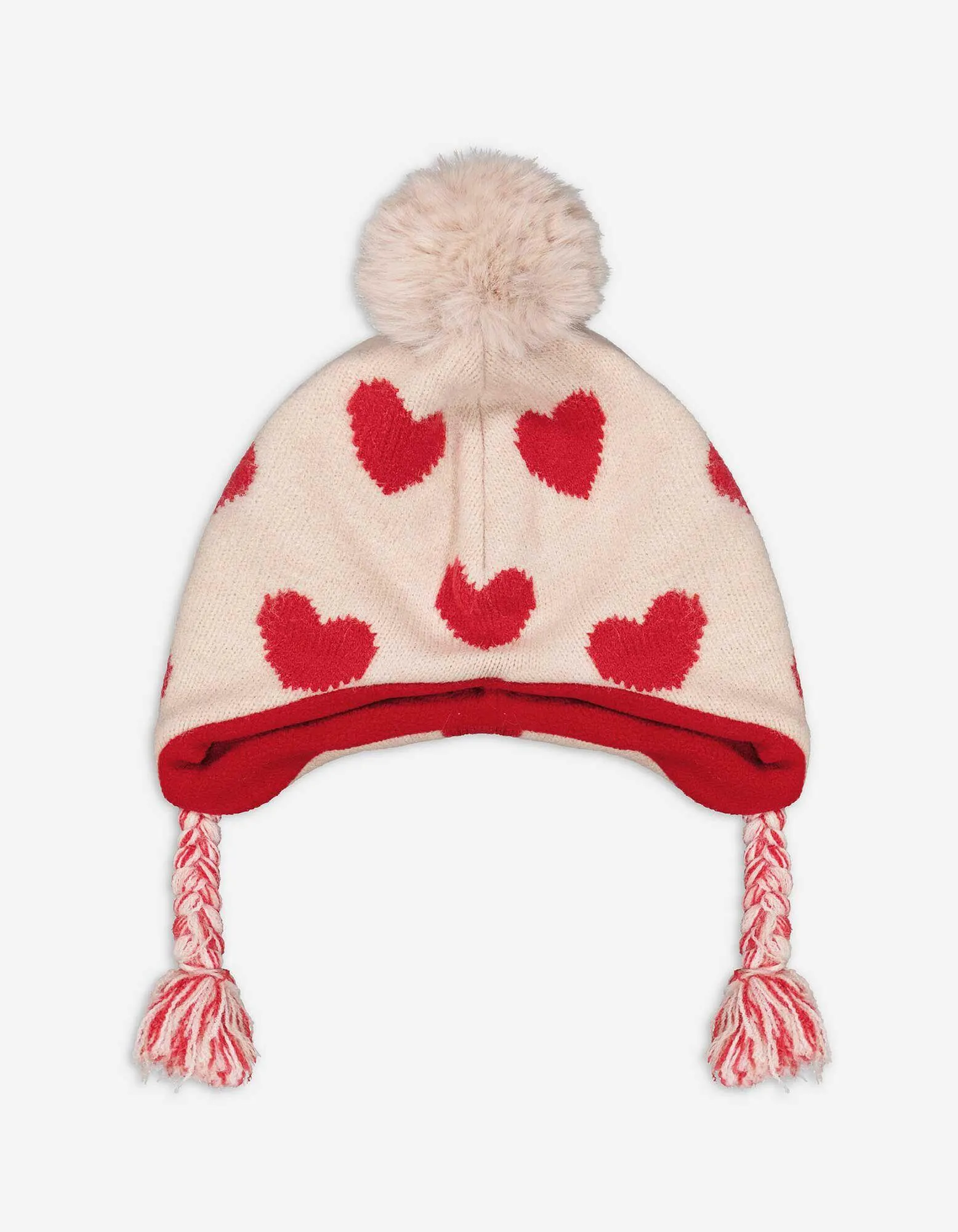 Berretto con pon-pon - Motivo allover - beige