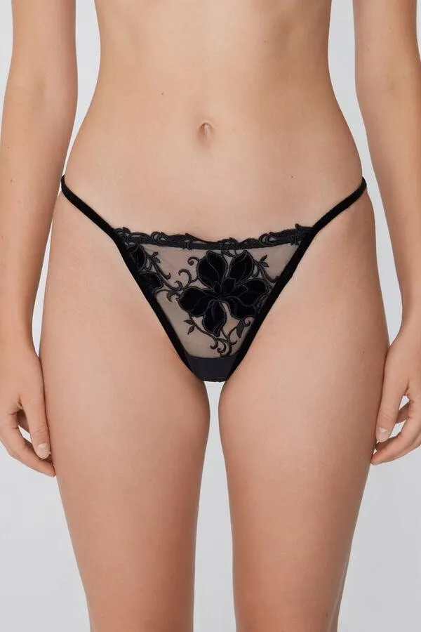 Perizoma con Fianchetto Tanga Velvet Embroidery