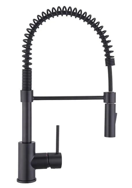 Rubinetto da cucina con doccetta a collo di cigno Tomas nero verniciato opaco DELINIA