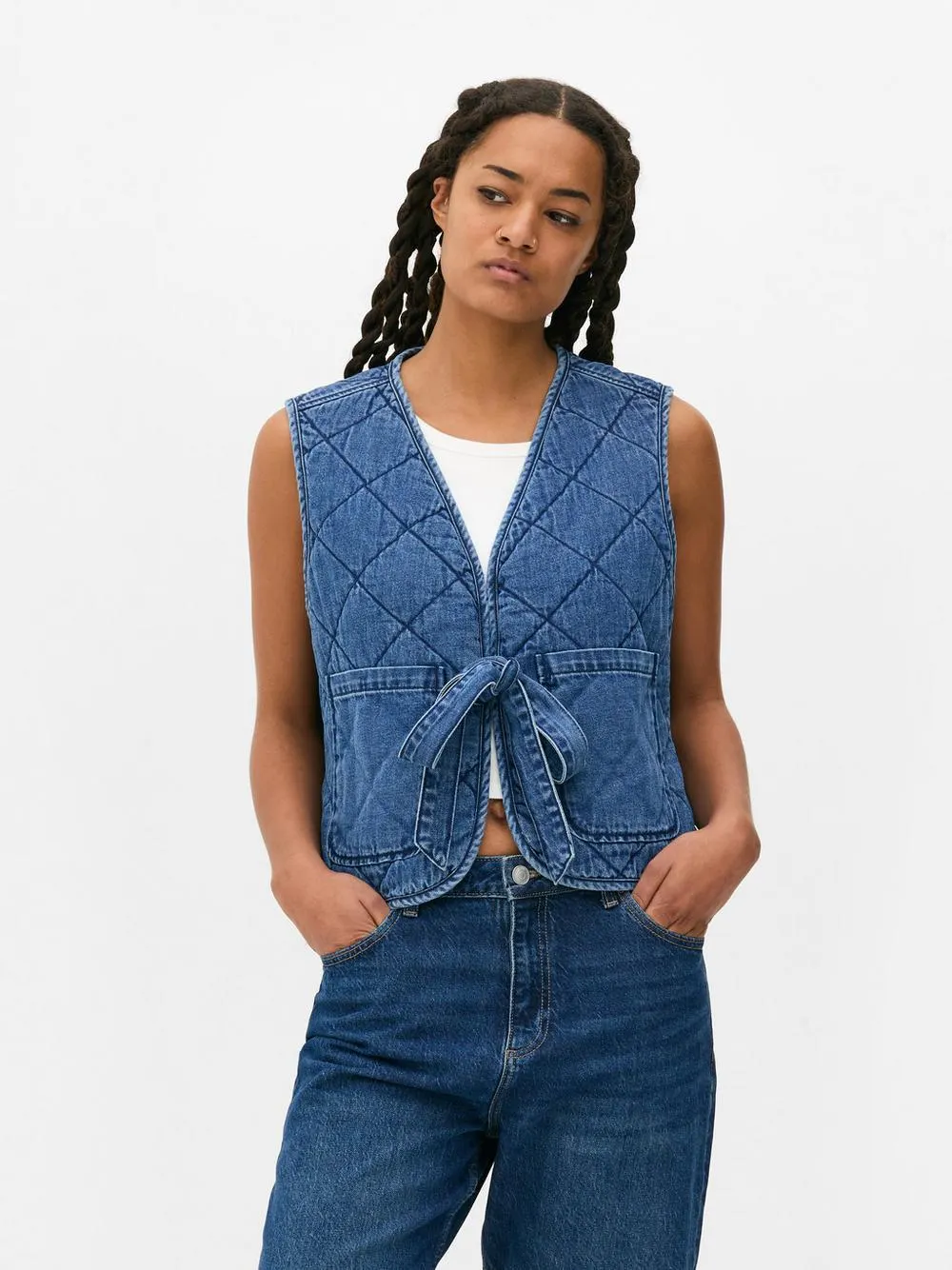 Gilet in denim trapuntato