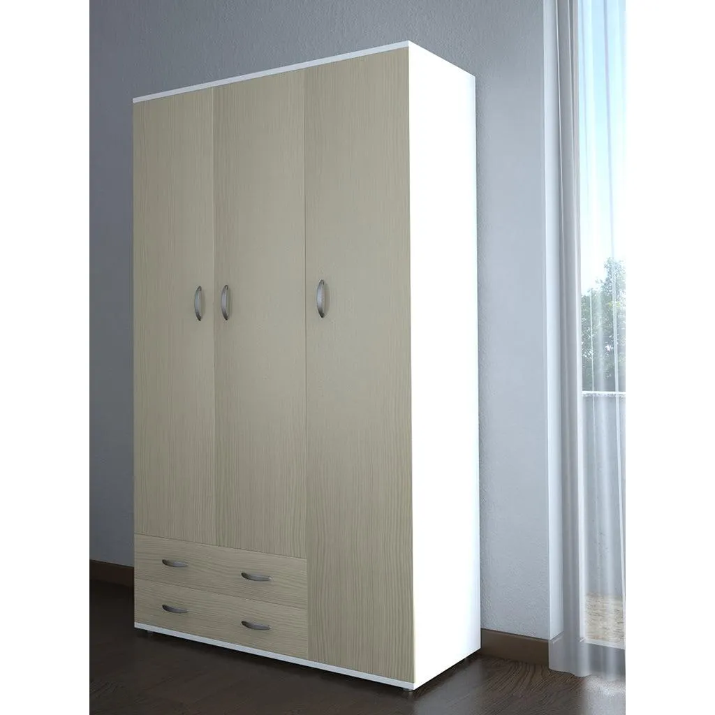 Armadio Trevi 3 Ante 2 Cassetti Bianco/Olmo