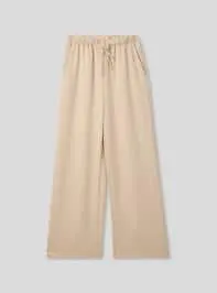 Pantaloni wide leg con coulisse Sabbia