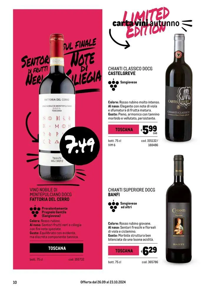 Carta vini autunno da 26 settembre a 23 ottobre di 2024 - Pagina del volantino 10