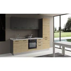 Gilda cucina 255 cm colore rovere cadiz e cemento scuro