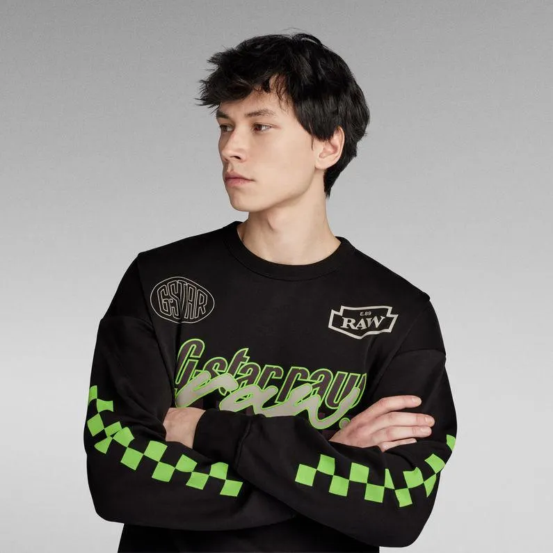 Moto Sport Graphic Loose Sweater