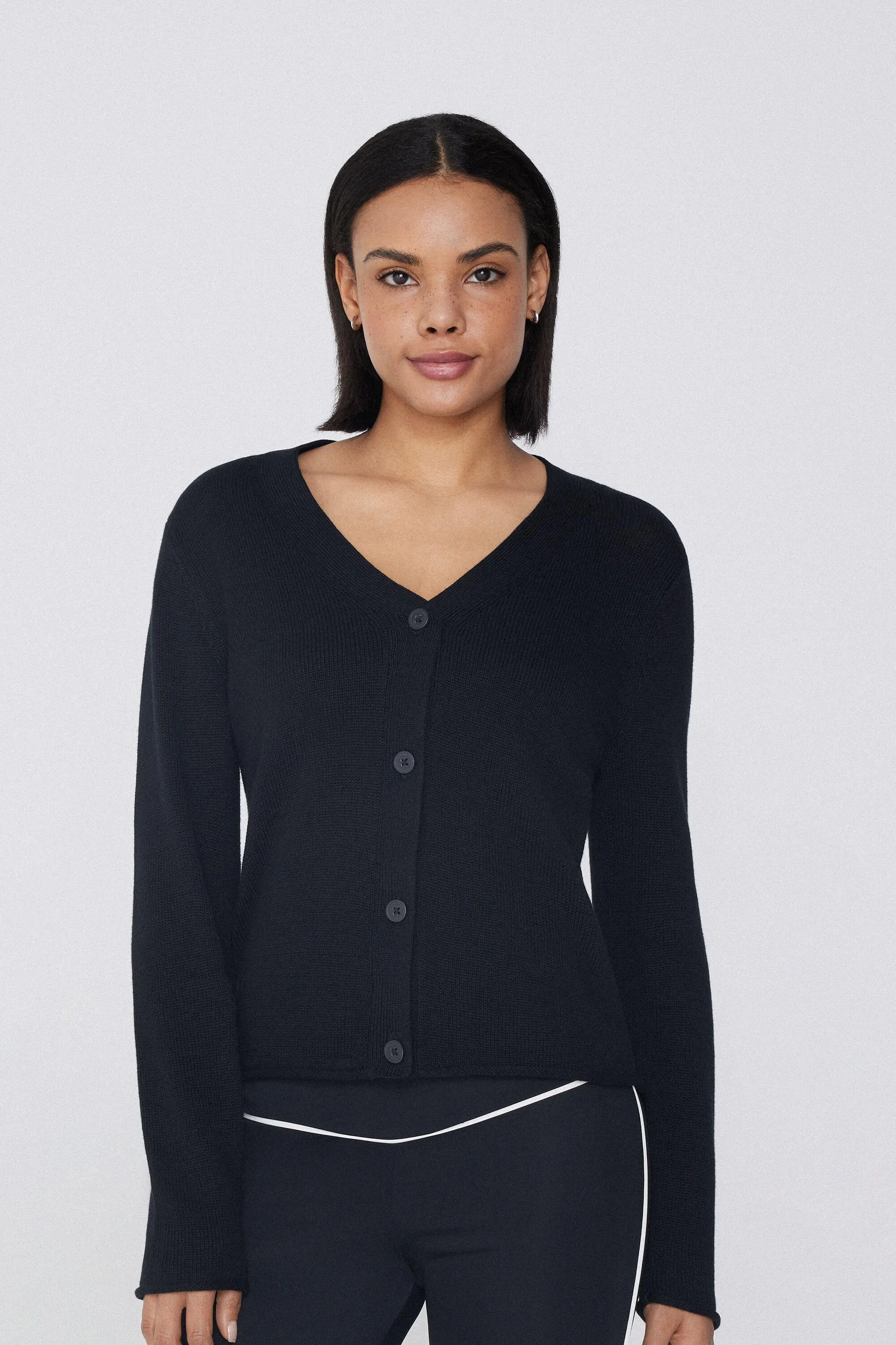 Cardigan Manica Lunga Cotone Calato